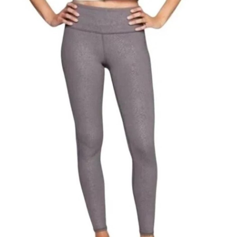 Athleta Pants Small Women's Gray Silver Serpent Chaturanga Leggings Bells